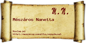 Mészáros Nanetta névjegykártya